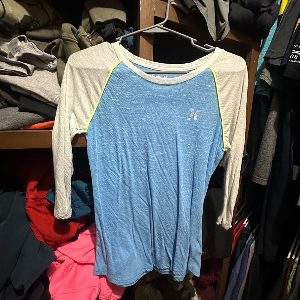 Hurley Blue and Gray Long Sleeve Tee